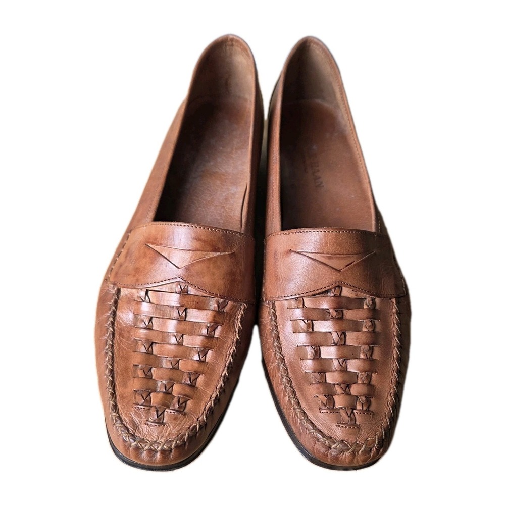 Cole Haan Men's Brown Woven Leather Penny Loafers Made in Italy Size‎ 9.5 M - Picture 2 of 9